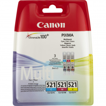 Canon CLI-521 Multipakkaus 3 x 9 ml patruunaa | Toimistotukku Talka Oy