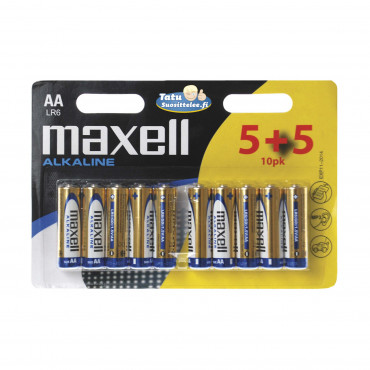 Maxell paristo LR6 (AA) 5+5, 10-pack | Toimistotukku Talka Oy