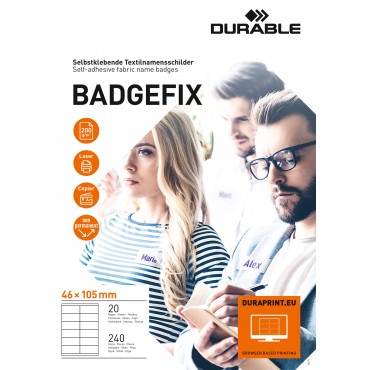 Durable Badgefix itsekiinnittvä nimikyltti 46x105mm (240) | Toimistotukku Talka Oy