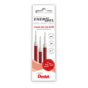 Pentel vaihtosäiliö Energel 0,7 3 kpl punainen | Toimistotukku Talka Oy