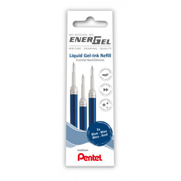 Pentel vaihtosäiliö Energel 0,7 3kpl sininen | Toimistotukku Talka Oy
