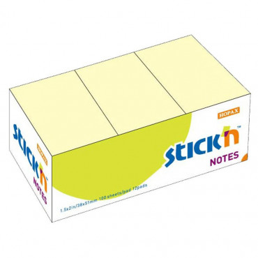 Stick′n viestilappu 38 x 50 mm keltainen (12) | Toimistotukku Talka Oy
