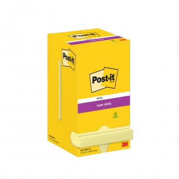 Post-it 654 Super Sticky viestilappu keltainen 76 x 76 mm (12) | Toimistotukku Talka Oy