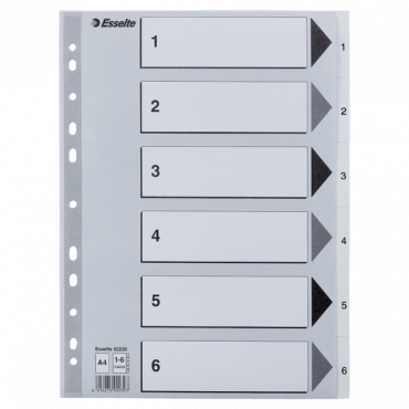 Esselte kartonkirekisteri 1-6 A4 valkoinen | Toimistotukku Talka Oy