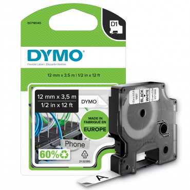 Dymo D1 tarrateippi 12 mm mu/va | Toimistotukku Talka Oy