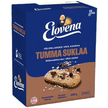 Elovena välipalakeksi 10 x 30 g tumma suklaa | Toimistotukku Talka Oy