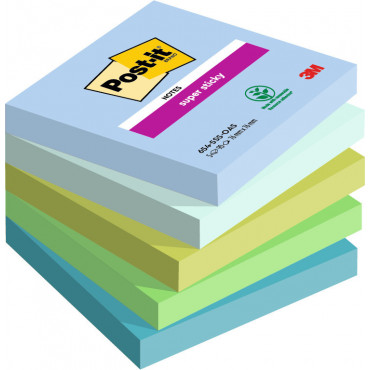 Post-it 655 Super Sticky Oasis värilajitelma 76 x 76 mm (5) | Toimistotukku Talka Oy