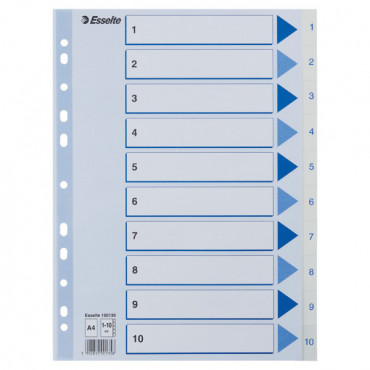 Esselte muovirekisteri 1-10 A4 valkoinen | Toimistotukku Talka Oy