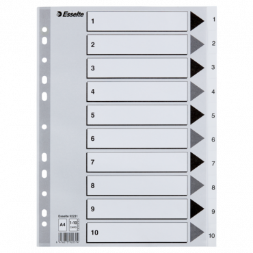 Esselte kartonkirekisteri 1-10 A4 valkoinen | Toimistotukku Talka Oy