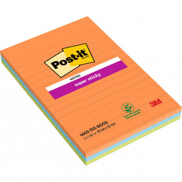 Post-it Super Sticky Boost värilajitelma viivat 101 x 152 mm (3) | Toimistotukku Talka Oy