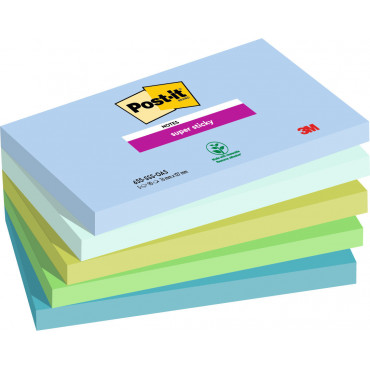 Post-it 655 Super Sticky Oasis värilajitelma 76 x 127 mm (5) | Toimistotukku Talka Oy