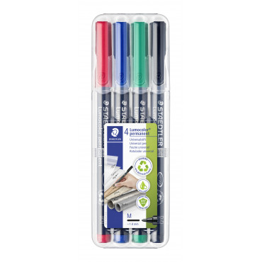 Staedtler Lumocolor M317 medium 4 värin sarja 1,0 mm | Toimistotukku Talka Oy