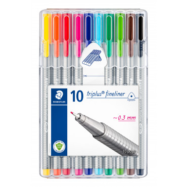 Staedtler Triplus fineliner 334 0,3 mm 10-v sarja | Toimistotukku Talka Oy