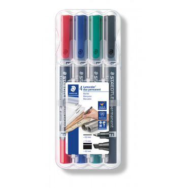 Staedtler 348 DUO huopakynä 4 väriä 0.6 mm/1.5 mm | Toimistotukku Talka Oy