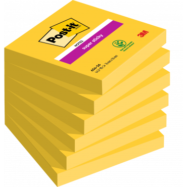 Post-it 654 Super Sticky ultrakeltainen 76 x 76 mm | Toimistotukku Talka Oy