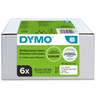 Dymo LabelWriter irrotettavat yleistarrat 57 x 32 mm multipack (6) | Toimistotukku Talka Oy