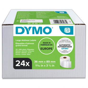 Dymo LabelWriter suuret osoitetarrat 89 x 36 mm multipack (24) | Toimistotukku Talka Oy