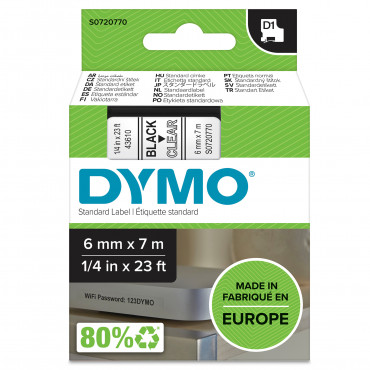 Dymo D1 tarrateippi 6 mm mu/ki | Toimistotukku Talka Oy