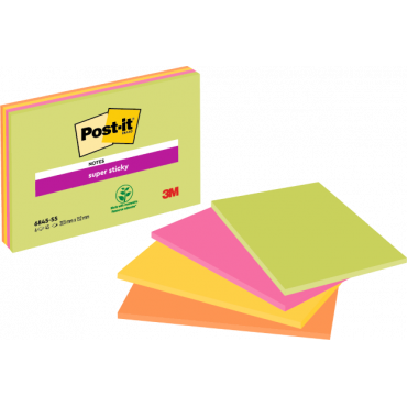 Post-it Super Sticky Meeting Notes neonvärit 203 x 152 mm (4) | Toimistotukku Talka Oy