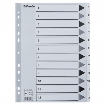 Esselte kartonkirekisteri 1-12 A4 valkoinen | Toimistotukku Talka Oy