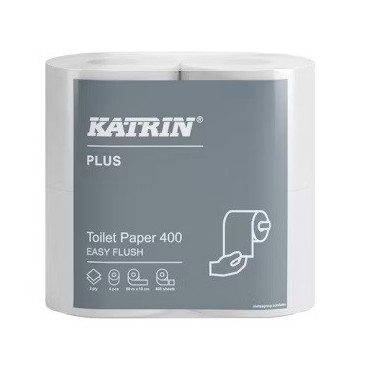 Katrin Plus Wc-paperi 400 EasyFlush valkoinen 82506 | Toimistotukku Talka Oy