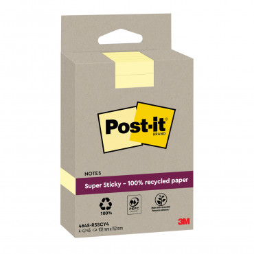 Post-it® Super Sticky ekoviestilappu 102 x 152 mm Canary Yellow (4) | Toimistotukku Talka Oy