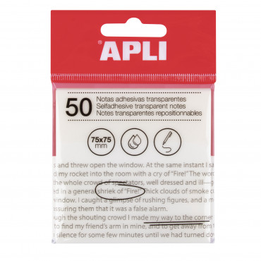 Apli läpinäkyvä viestilappu 75 x 75 mm valkoinen | Toimistotukku Talka Oy