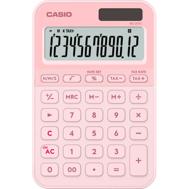 Casio MS-20YC pöytälaskin pinkki | Toimistotukku Talka Oy