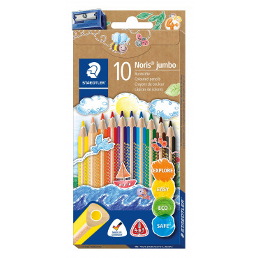 Staedtler Noris Jumbo puuvärikynä 10 väriä Triplus | Toimistotukku Talka Oy