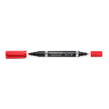 Staedtler Lumocolor 348 DUO huopakynä punainen 0,6 mm/1,5 mm | Toimistotukku Talka Oy