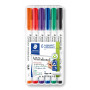Staedtler Lumocolor 301 valkotaulukynä 1 mm 6-v sarja ohut | Toimistotukku Talka Oy