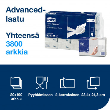 Tork Xpress® Soft Multifold käsipyyhe H2 | Toimistotukku Talka Oy
