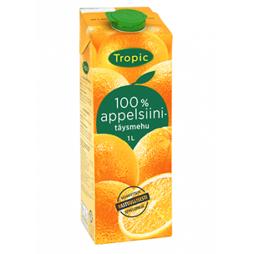 Tropic 100 % Appelsiinitäysmehu 1 L | Toimistotukku Talka Oy